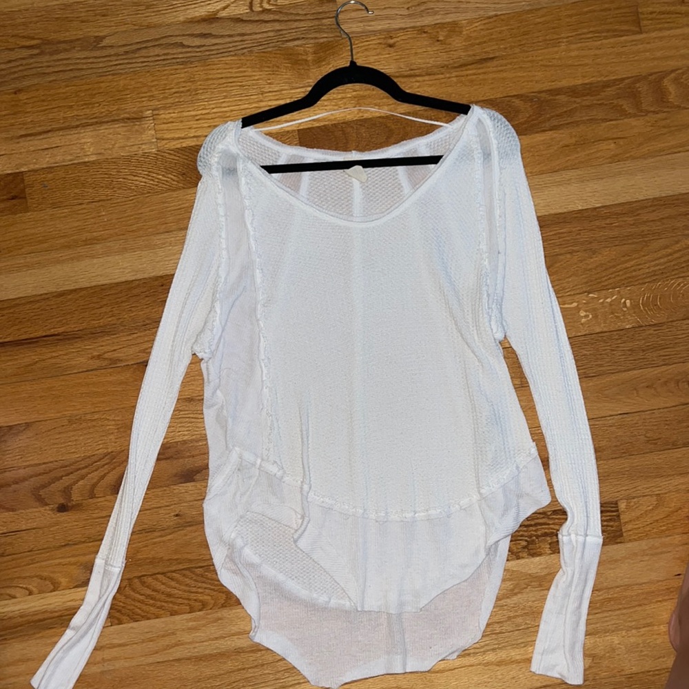 Free people white Henley long sleeve